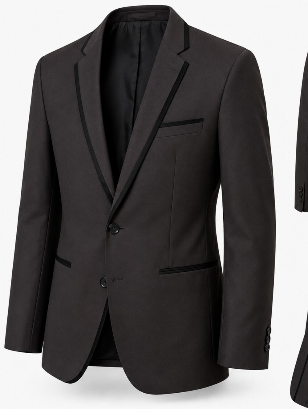 Kenneth Cole Black/Red Crosshatch Tuxedo-Style Blazer with Black Trim